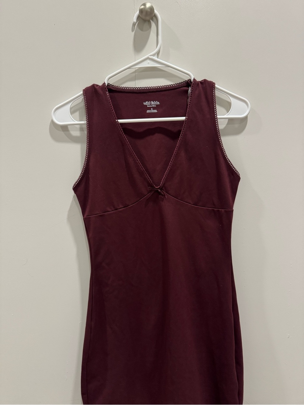 Maroon Dark Red V-Neck Dress in Size S